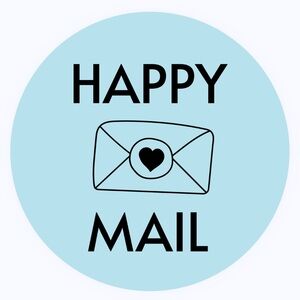 30 STICKERS - 2” ROUND - HAPPY MAIL - BLUE